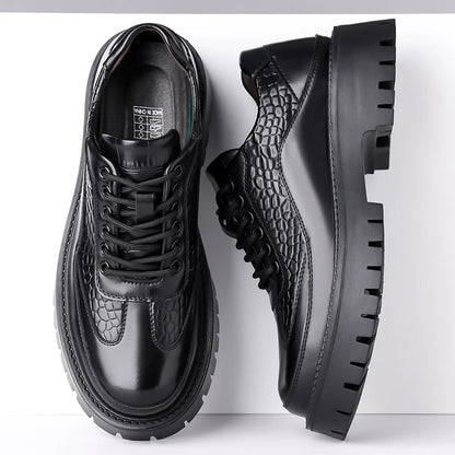 Retro Brown Men's Banquet Leather Shoes Thick Soled Wear-resistant Work Shoes2025 Classic Brand Men's Business Dress Shoes