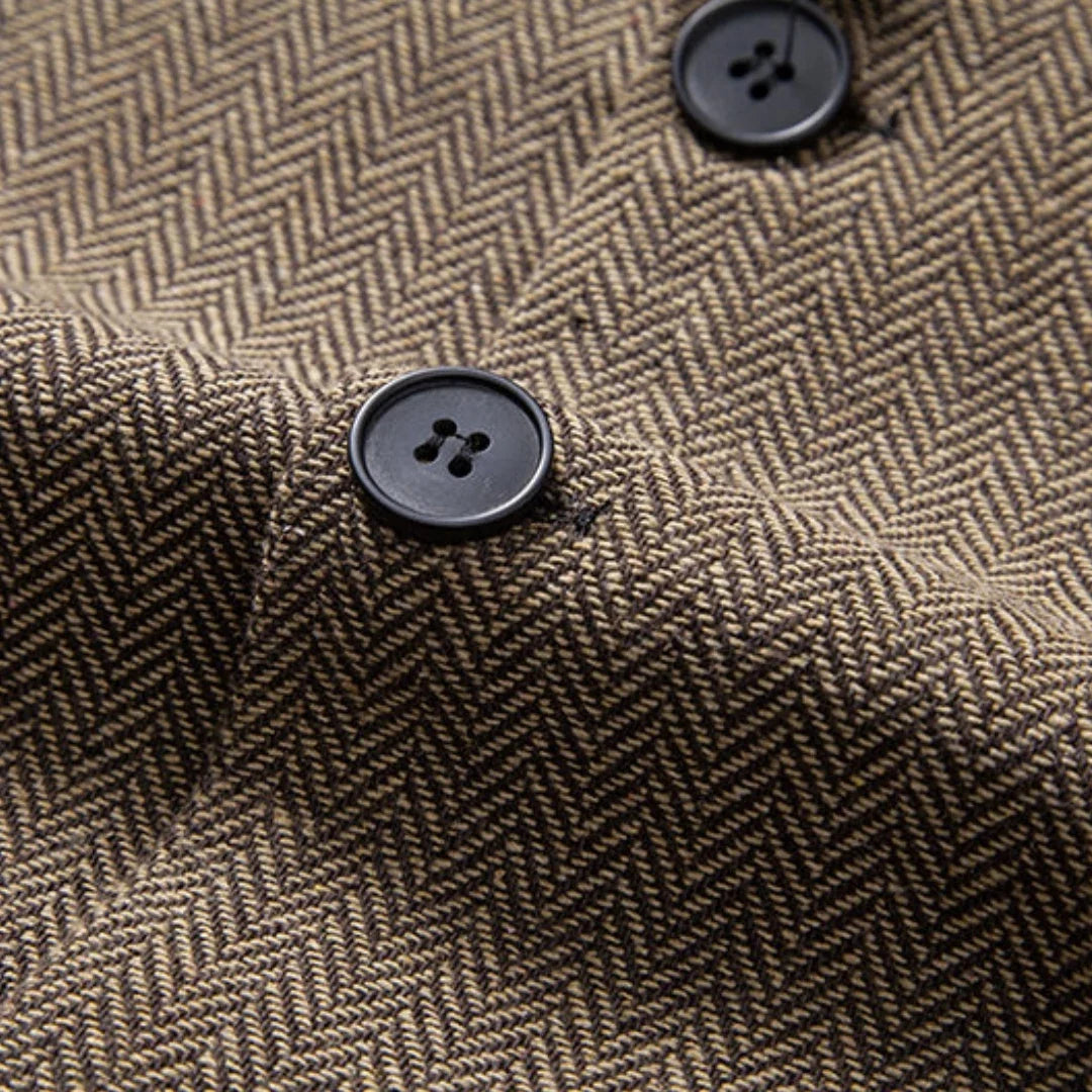 Men Vest Brown Herringbone Height Collar Single Button Waistcoat For Wedding Business Work Office Daily Casual Men Suit Vest