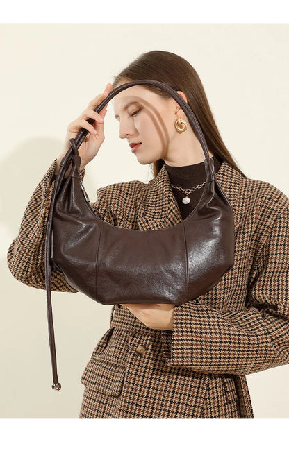 Dumpling bag leather bag Soft Leather Large Capacity minimalist shoulder bag women female luxury moon bag handbag