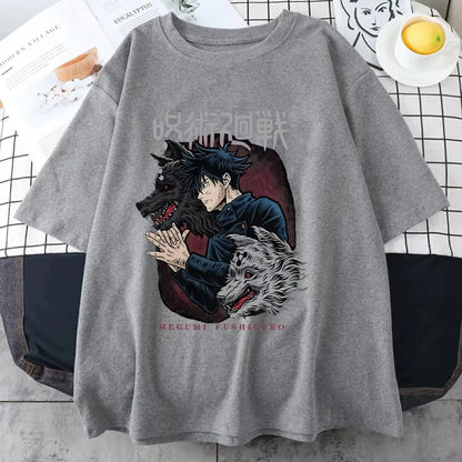 Fushiguro Megumi Printed T-shirt Men's Cool Street Loose T-shirt Summer Personalized Y2K Harajuku Shirt  Men T Shirt One Piece