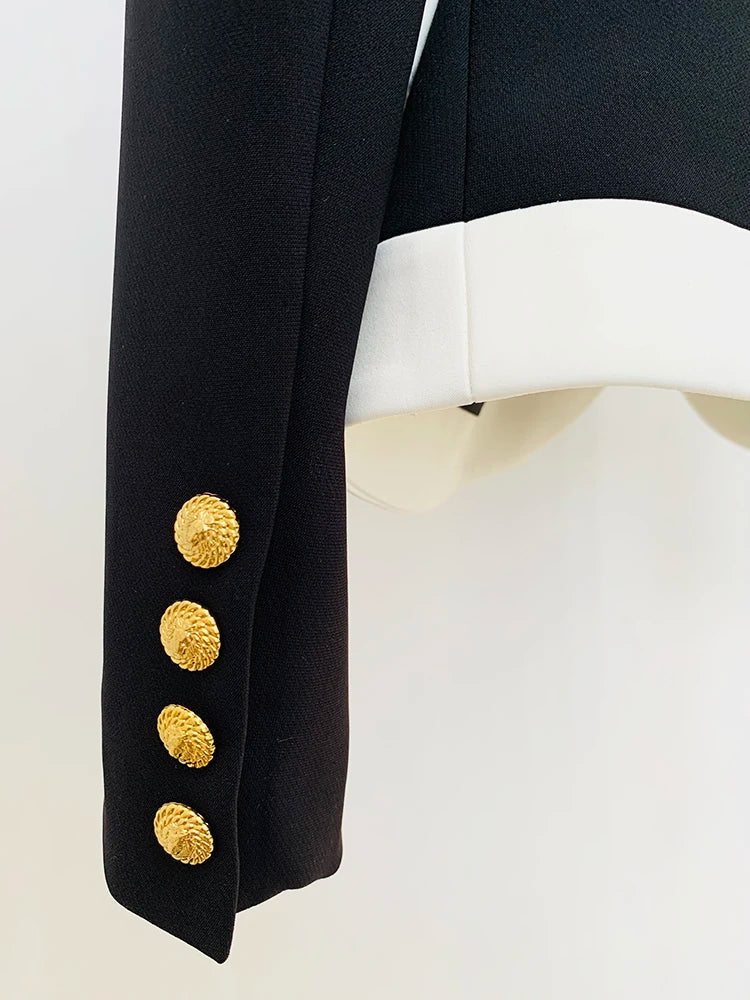HIGH STREET New Fashion 2026 Designer Jacket Women's Color Block Single Button Blazer