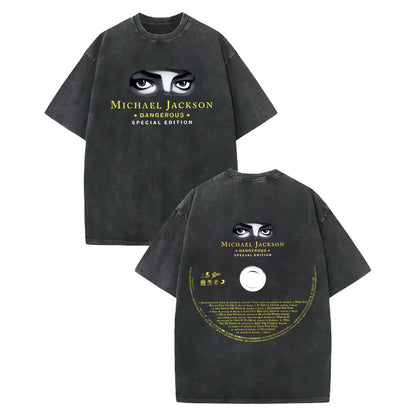 Vintage Washed Michael Jackson Graphic T Shirts Men Women Harajuku Rock Clothing T-shirts Fashion Casual Short Sleeve T-shirt