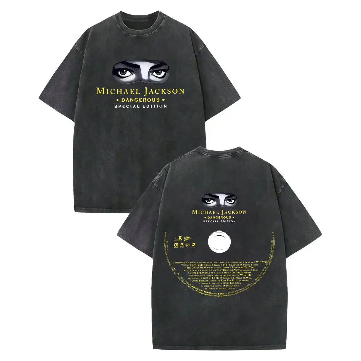 Vintage Washed Michael Jackson Album Poster Graphic T Shirt Men Women Clothing Rock Fashion T-shirt Summer Casual Loose T-shirts