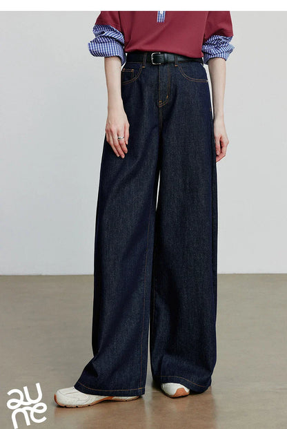 Women Denim Jeans 2025 Autumn New loose Curved Banana Wide Leg Pants
