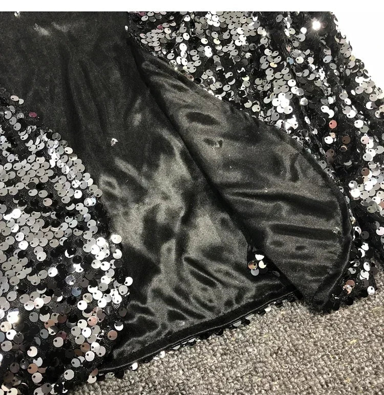 Street Fashion Joker Short Edition Sequins Small Suit Sparkling Bead Piece Suit Small Jacket Tank Top Jazz Dance Performance