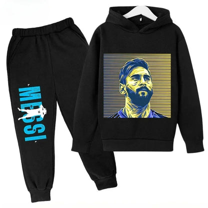 Messi Print Children's Set Sports Hoodie Pants Suit 2pcs Set Boys Girls Baby Kid Clothing Casual Fashion Autumn Winter sportsuit