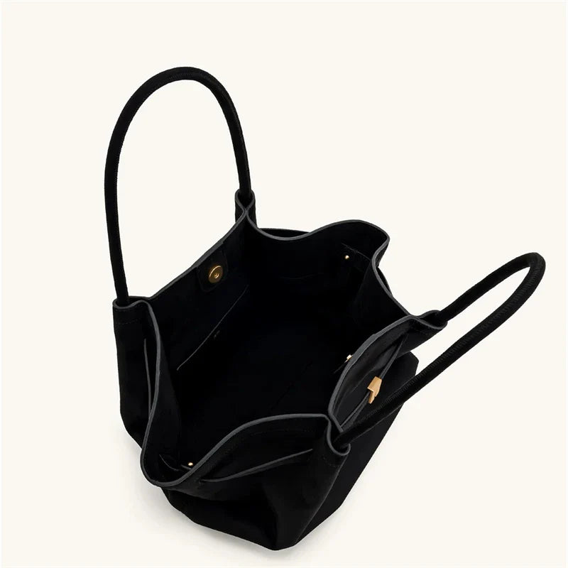 Women's High Quality Vintage Dumpling Bag Black Faux Suede, Vegan Leather Crossbody Shoulder Tote Handbag for Everyday