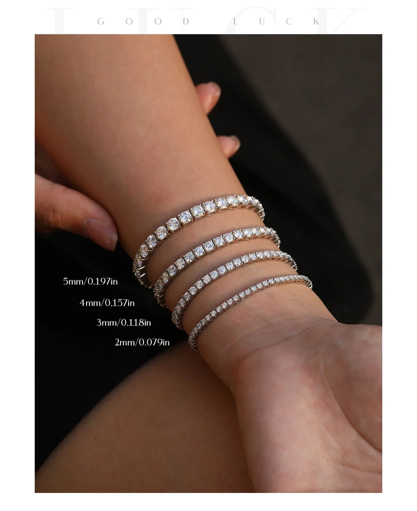 D Color VVS1 Moissanite Tennis Bracelet 925 Sterling Silver Single Classic Bracelets With Box for Women Man Fine Jewelry