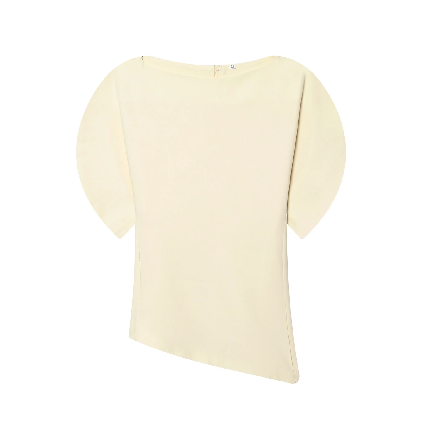 Spring Summer Women Casual Asymmetrical T-Shirts Fashion Solid Female O-Neck Short Puff Sleeve Blouse Lady Office Chic Tops
