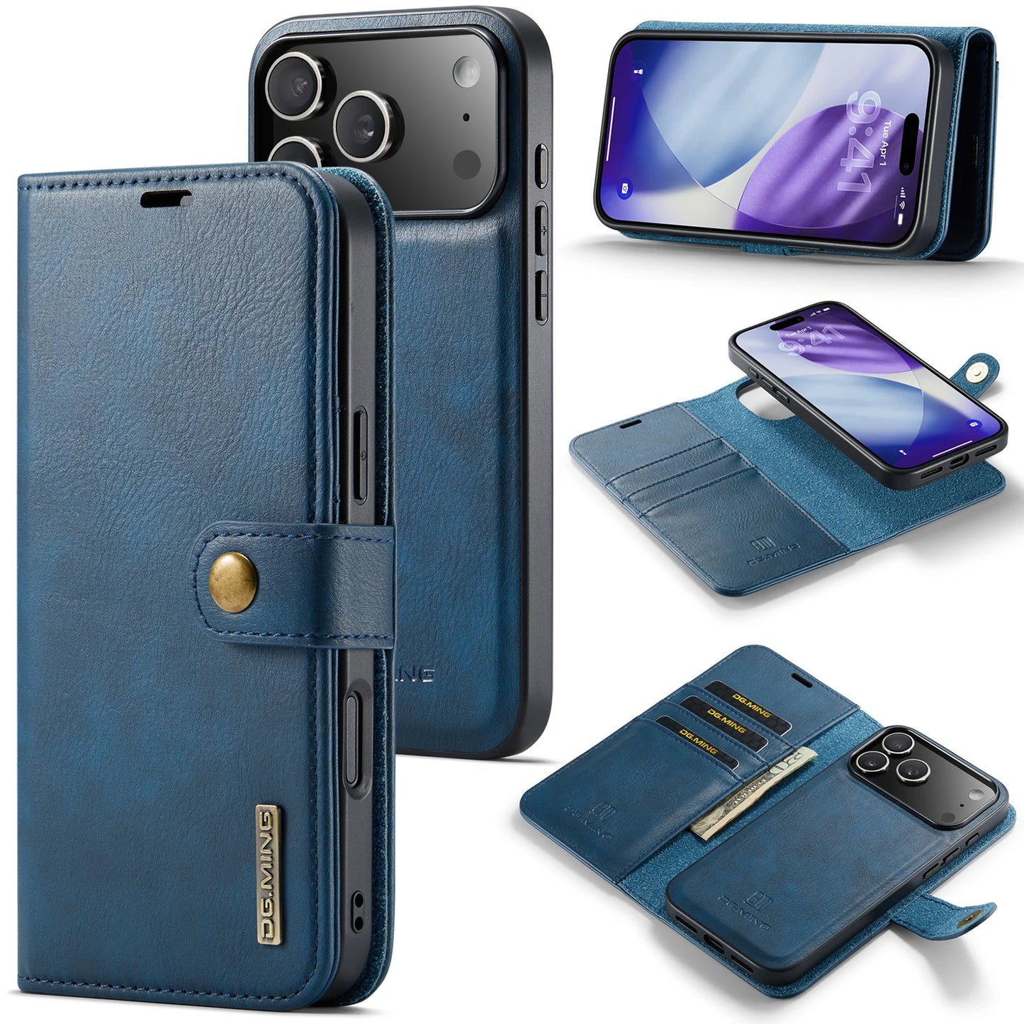 Luxury 2 in 1 Detachable Leather Case for iPhone 17 Pro Max 17 Pro 17 Air 17 Shockproof Book Bolio Magnetic Flip Cover