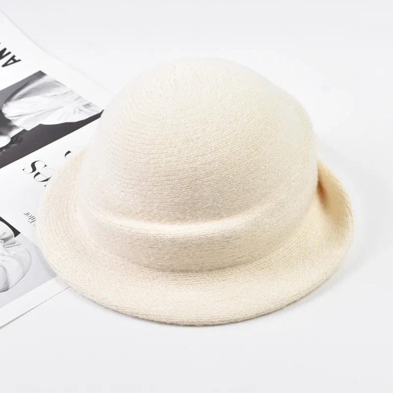 Women Elegant Party Formal Fedora Hat Winter Dome Basin Hat  Female Fashion Headwear