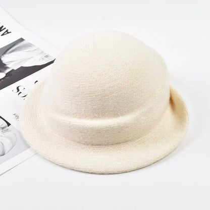 Women Elegant Party Formal Fedora Hat Winter Dome Basin Hat  Female Fashion Headwear