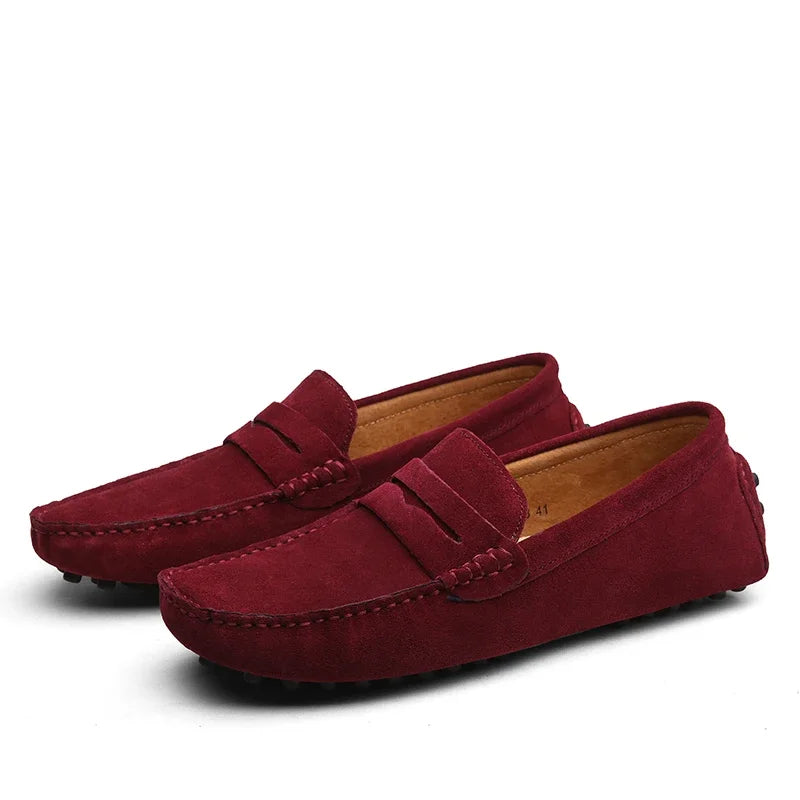 High Quality Suede Men Casual Shoes Non-slip Mens Driving Shoes Slip on Flats Loafers Leather Shoes 10 Colors Size 38-49