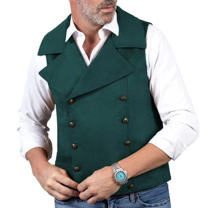Men Vest Brown Double Button Frosted Velvet Waistcoat For Banquet Birthday Wedding Business Work Formal Set Men Suit Vest