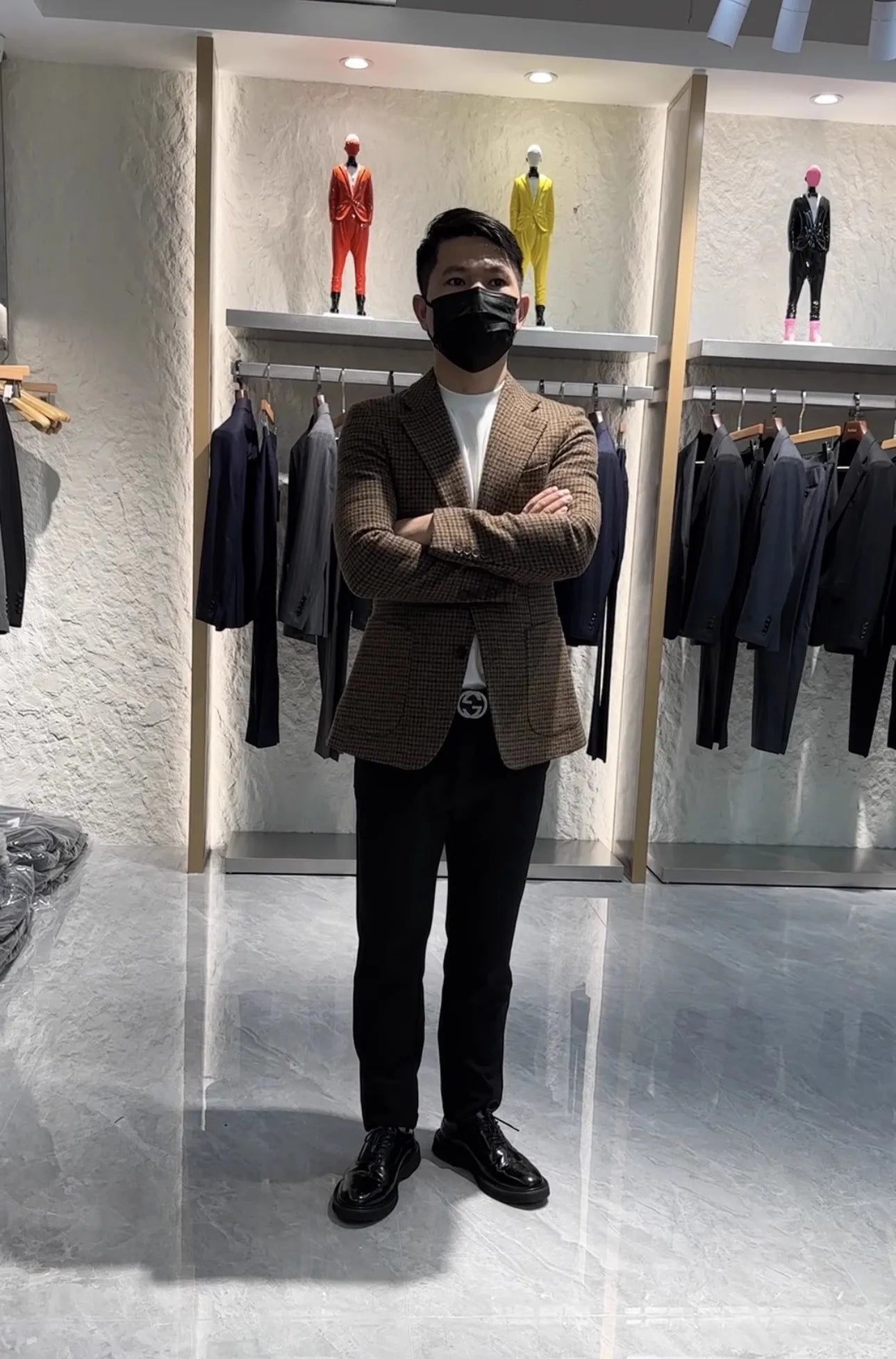 Vintage British Windsor Wool Suit Thick Autumn Winter Tweed Houndstooth Plaid Slim Fit Men's Blazer