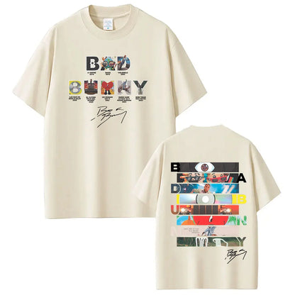 Rapper Bad Bunny Tour 2026 Graphics T-Shirt Men Women Vintage T Shirts Short-sleeved 100% Cotton Hip-hop Aesthetics T-shirts