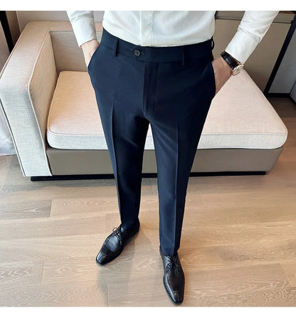2024 Spring Autumn Fashion Business Casual Pants Men's Straight Leg Slim Fit Suit Pants Formal Office Social Wedding Dress Pants