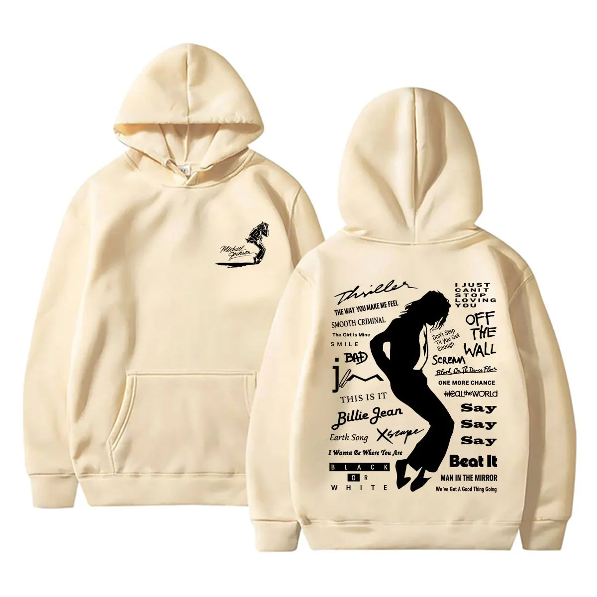 Michael Jackson Album Logo Graphic Hoodie Men Women Vintage Gothic Rock Streetwear Men's Fashion Oversized Sweatshirt Pullover