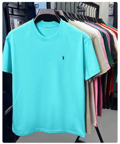 100% cotton high-end short sleeve T-shirt summer designer brand pony embroidery round neck top fashion casual golf men's wear
