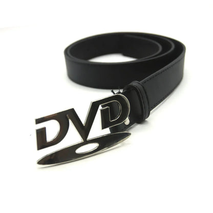 Unisex Nostalgic DVD Buckle Belt Versatile Black White Decorative Waist Straps Belt for Men Women Jeans Matching Gift for Her