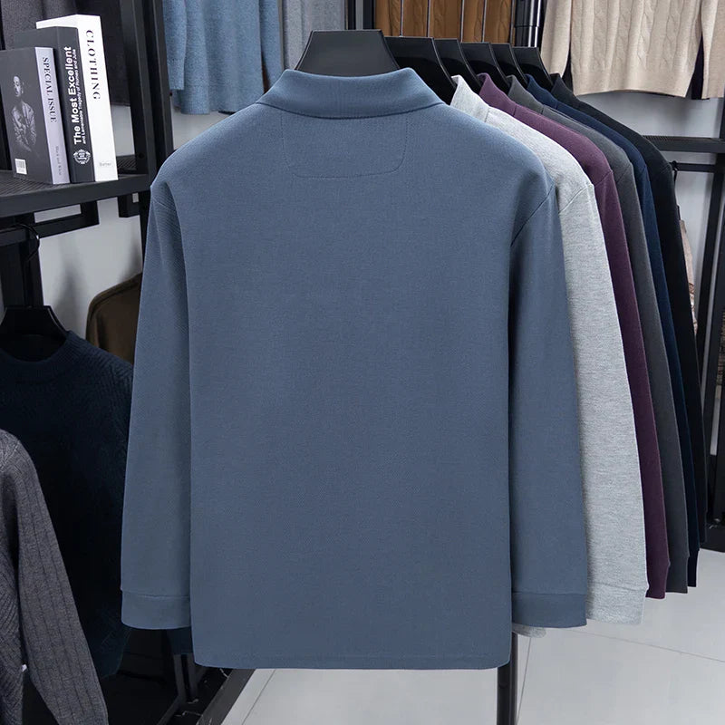 100% Cotton Luxury Quality Men's Polo Shirt Turtle Back Letter Embroid Long Sleeve Autumn Lapel T-Shirt Business Menswear