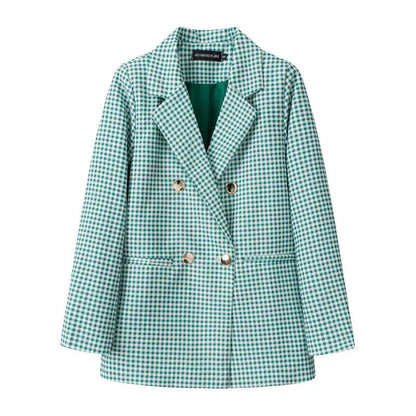 Casual Plaid Women's Suit Jacket Spring Autumn New Style Large Size Street Style Top Quality Polyester Commute Style Fashionable
