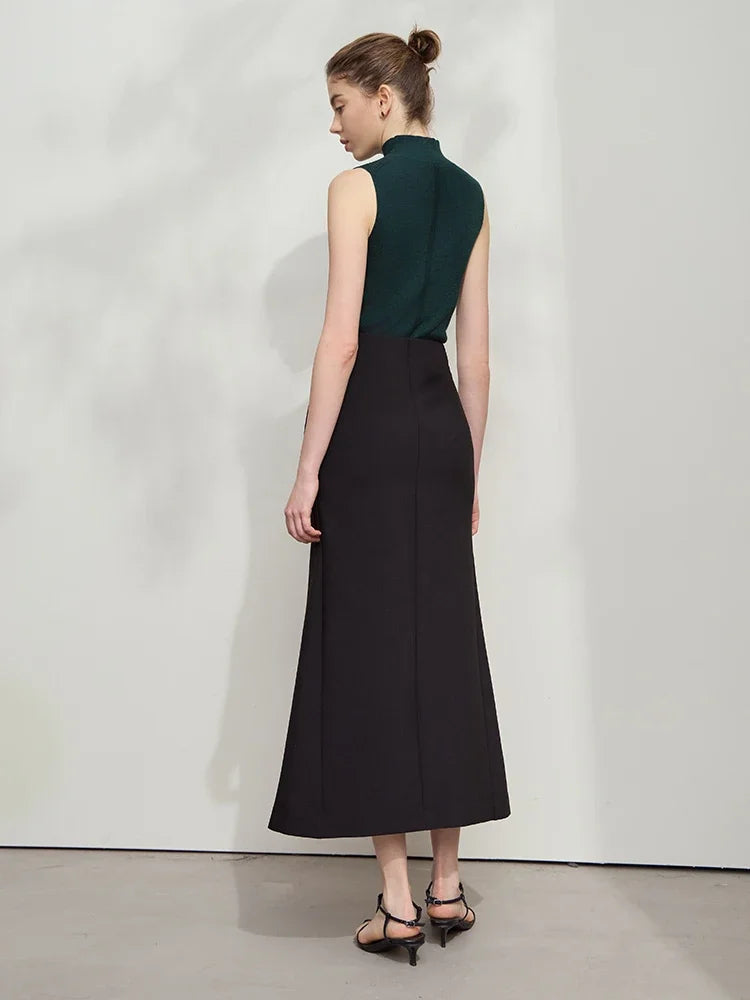 Minimalist Skirt Mermaid For Women 2025 Spring New Elegant Office Lady Solid Mid Length Slim Thin Elastic Skirts 12521065