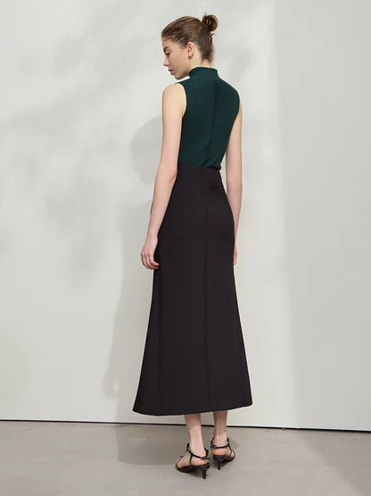 Minimalist Skirt Mermaid For Women 2025 Spring New Elegant Office Lady Solid Mid Length Slim Thin Elastic Skirts 12521065