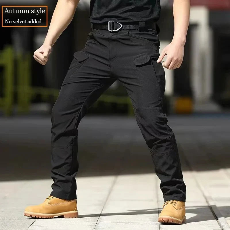 2024 City Cargo Pants Men Winter Tactical Fleece Sharkskin Warm Trousers Outdoor Waterproof Multi-Pocket Climbing Trekking Pants