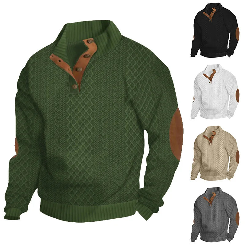 2026 cross-border hot-selling autumn and winter men's casual stand-up collar long-sleeved jacquard knitted pullover sweater