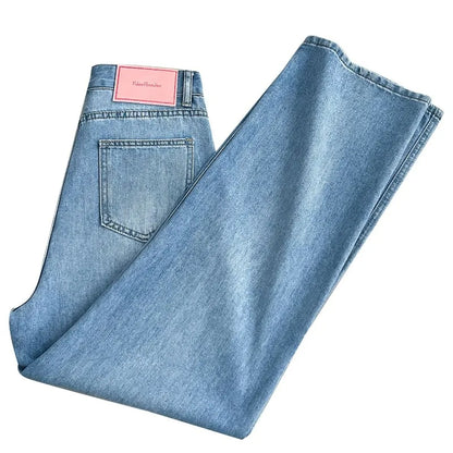 Women Summer Lyocell Pants Casual Streetwear High Waist Jeans Wide Leg Flared Trousers Loose Fit Comfortable Daily Walking Denim
