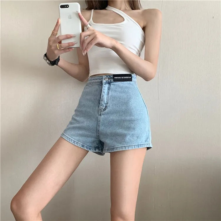 Retro Spicy Girl High Waist Skinny Denim orts Women's Summer Thin Korean Sle Cotton Stretch Tight Fit Trendy Hot Pants