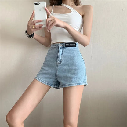Retro Spicy Girl High Waist Skinny Denim orts Women's Summer Thin Korean Sle Cotton Stretch Tight Fit Trendy Hot Pants