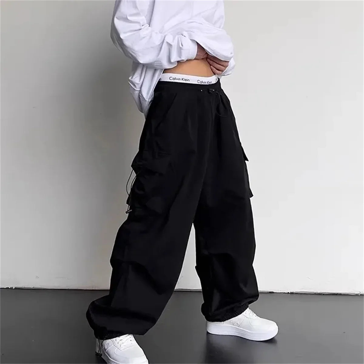 American Spring Summer Men Casual Cargo Pants Pockets Plus Size Black Out Door Elasticity Sports Oversize Pants 46 48 50