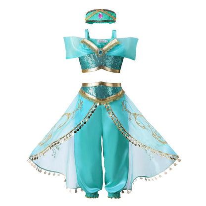 2026 Kids Princess Costume Girls Elsa Anna Dress Carnival Cosplay Snow White Aurora Moana Rapunzel Mermaid Belle Party Outfits