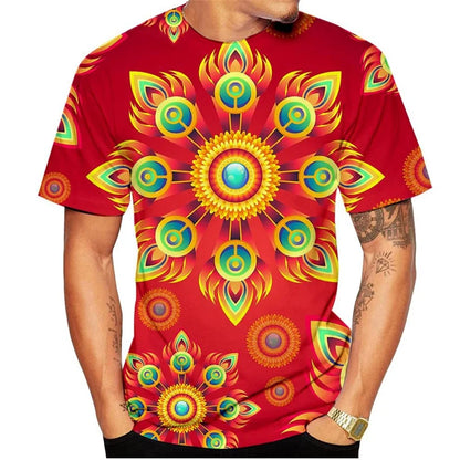 3D Printed Colorful Flower T Shirt For Men Plants Pattern Tees Summer Harajuku Loose Round Neck Tops Short Sleeve Kids T-Shirts