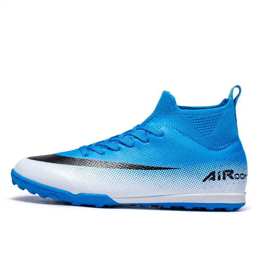High Top Leather TF Turf Soccer Cleats, Anti-Slip for Grass Training, Men Women Youth Student World Cup Style