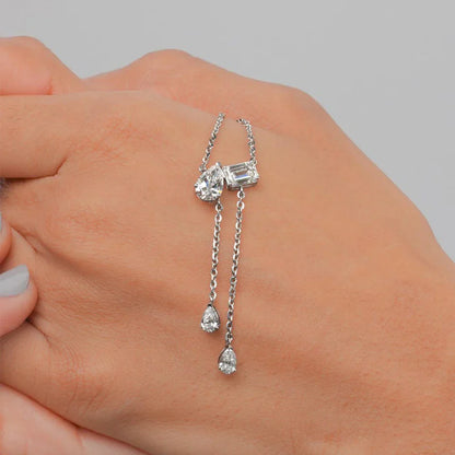 4cttw Emerald Pear Cut Moissanite Pendant Necklace for Women Sparkling Multi Stone Pendant S925 Silver Wedding Party Jewelry