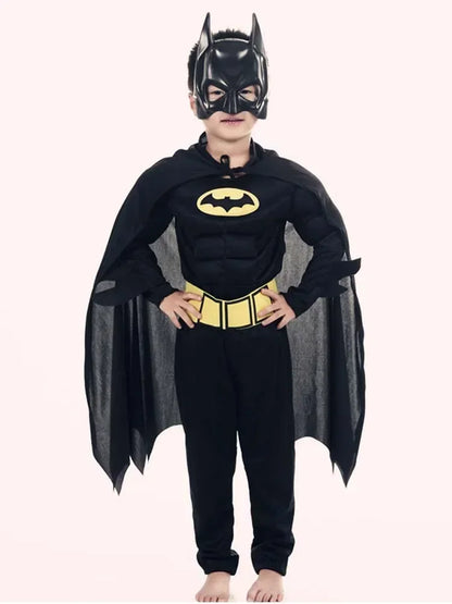 Boy Girl Bat Cosplay Jumpsuit Hero Costume Suit with Cape Mask Men Superhero Wayne Cosplay High quality Halloween Carnival Party