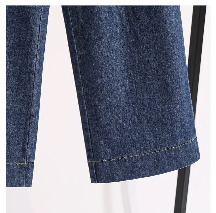 2026 Plus Size Jeans Spring Autumn High Waisted Straight Leg Women's Oversized Pants Loose Casual Wide Leg Jeans With Pockets