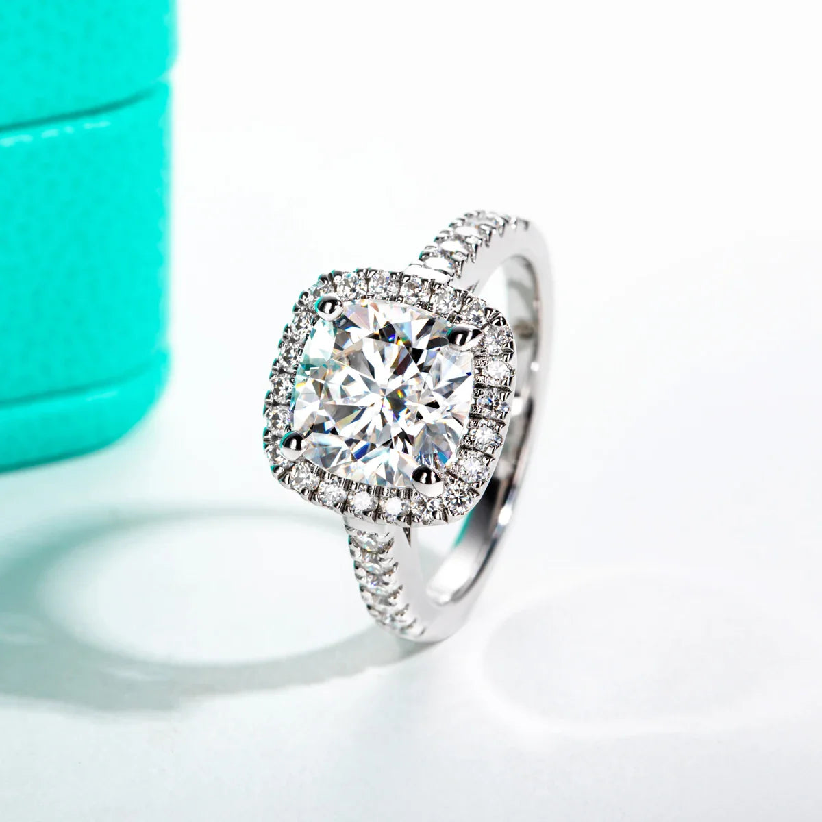 3ct Cushion Cut D Color Moissanite Halo Engagement Rings 18K Gold Plated Luxury Wedding Band Rings Jewelry Wholesale