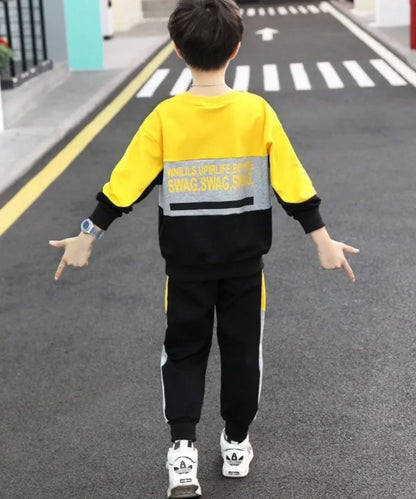 Colorblock Sweatshirt Set Children Clothes 7 To 11 Years Junior Boys' Autumn Winter Clothing Kids Suit Boy 4 8 10 Year Old Child