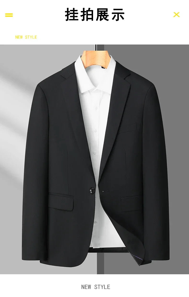 Blazer Masculino Men's Fashion Business Trend British Style Gentleman Slim Professional Formal Dress Wedding Men's Summer Suit