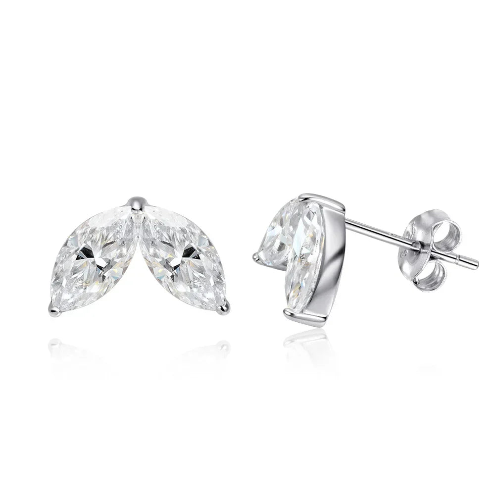 0.3-1CT Marquise Cut Real Moissanite Stud Earrings for Women Party 14k Plated Lab Diamond Earring Silver Jewelry S925