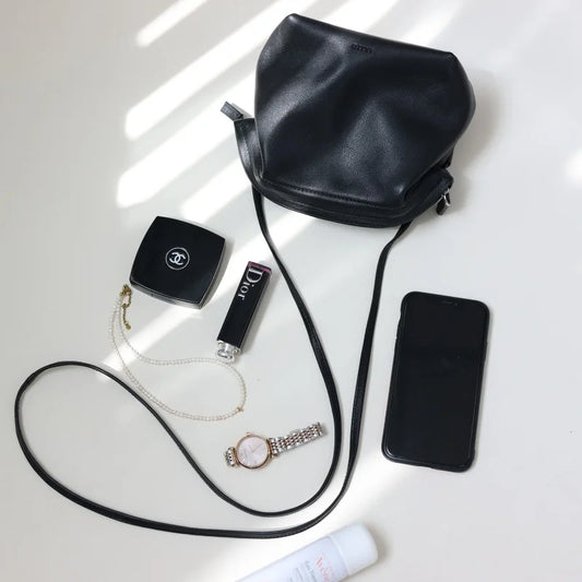 Women's Real Leather Crossbody Bags Luxury Designer Soft Black Shoulder Bag Cowhide Small Size Versatile Fashion Purses