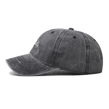 Washed Cotton Wave Embroidered Baseball Cap Unisex Adjustable Dad Hat Casual Retro Style Cap for Men Women Daily Street Wear