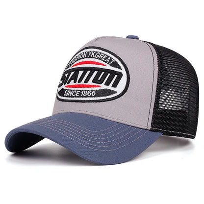 High Quality Unisex Baseball Cap for Classic STATION Letter Pattern Mesh Cap Men Women Breathable Streetwear Summer Trucker Hat