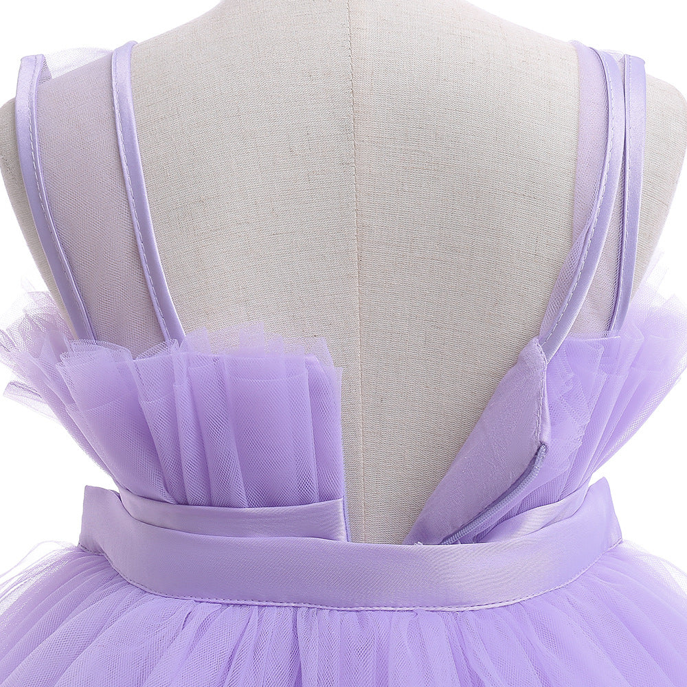 Kid's Party Formal Evening Dresses Elegant Party Dresses For Girls Dresses With Trailing Detachable Princess Dress