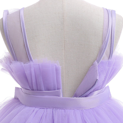Kid's Party Formal Evening Dresses Elegant Party Dresses For Girls Dresses With Trailing Detachable Princess Dress
