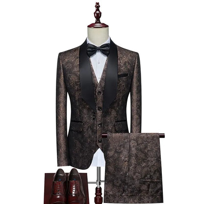 New Tuxedo 3 Piece Suit, Men's Groom's Suit, Top + Vest + Pants